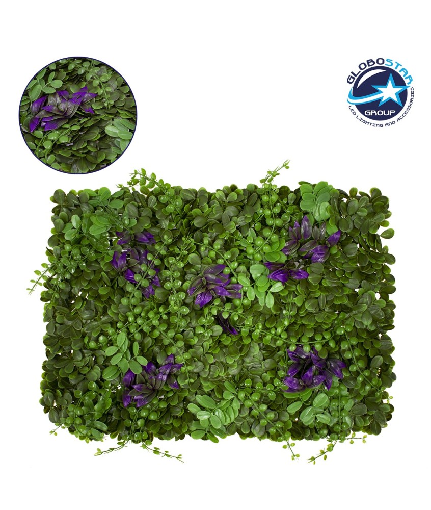 GloboStar® 78423 Artificial - Συνθετικό Τεχνητό Διακοσμητικό Πάνελ Φυλλωσιάς - Κάθετος Κήπος Ζεβρίνα - Τριφύλλι - Πεπερόμια Πράσινο - Φούξια Μ60 x Υ40 x Π7cm